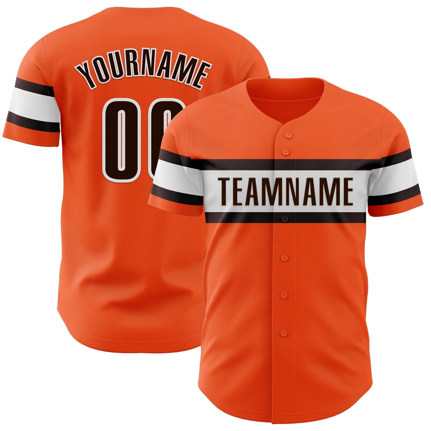 Custom Orange Brown-White Authentic Baseball Jersey baseball jersey product view 1