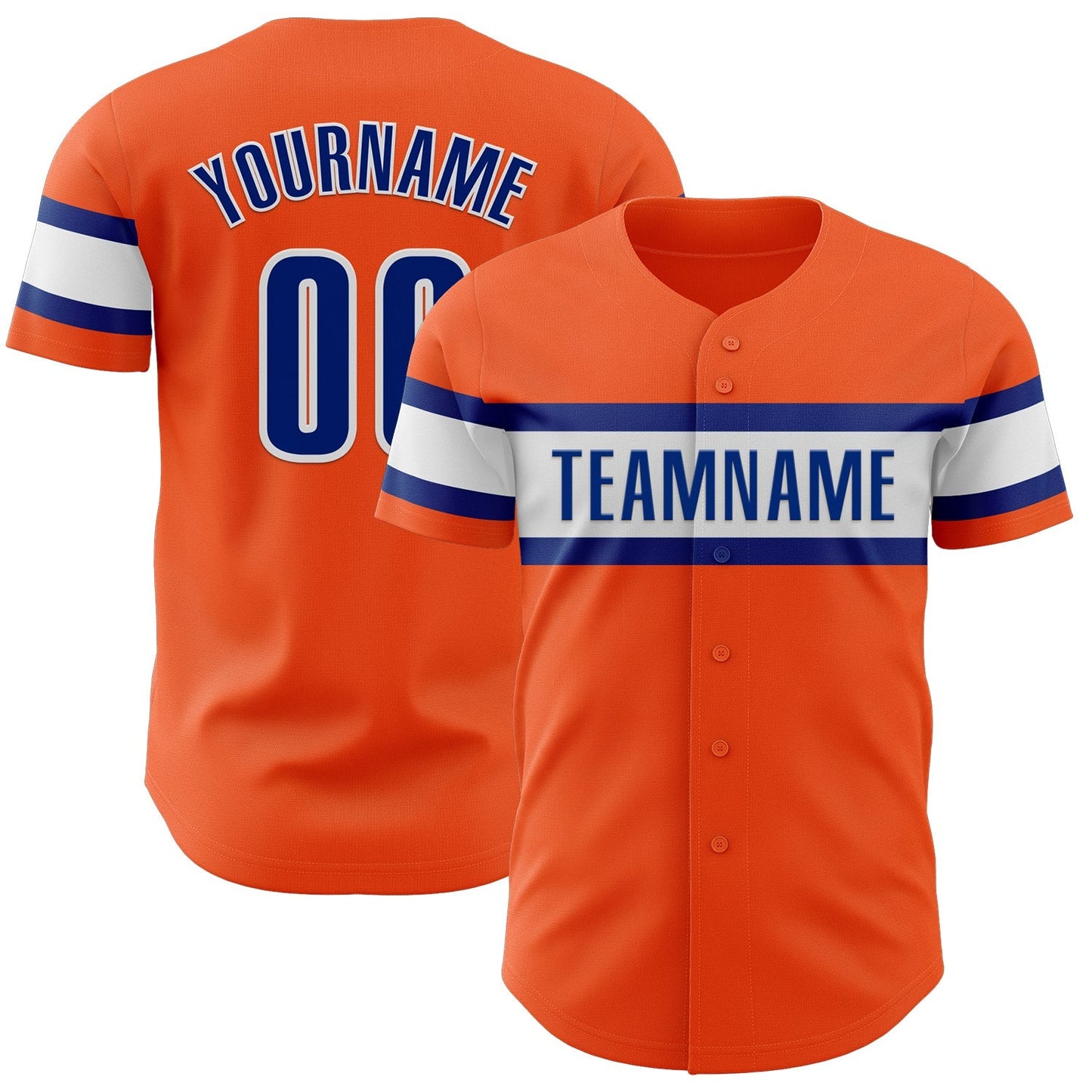 Custom Orange Royal-White Authentic Baseball Jersey baseball jersey product view 1