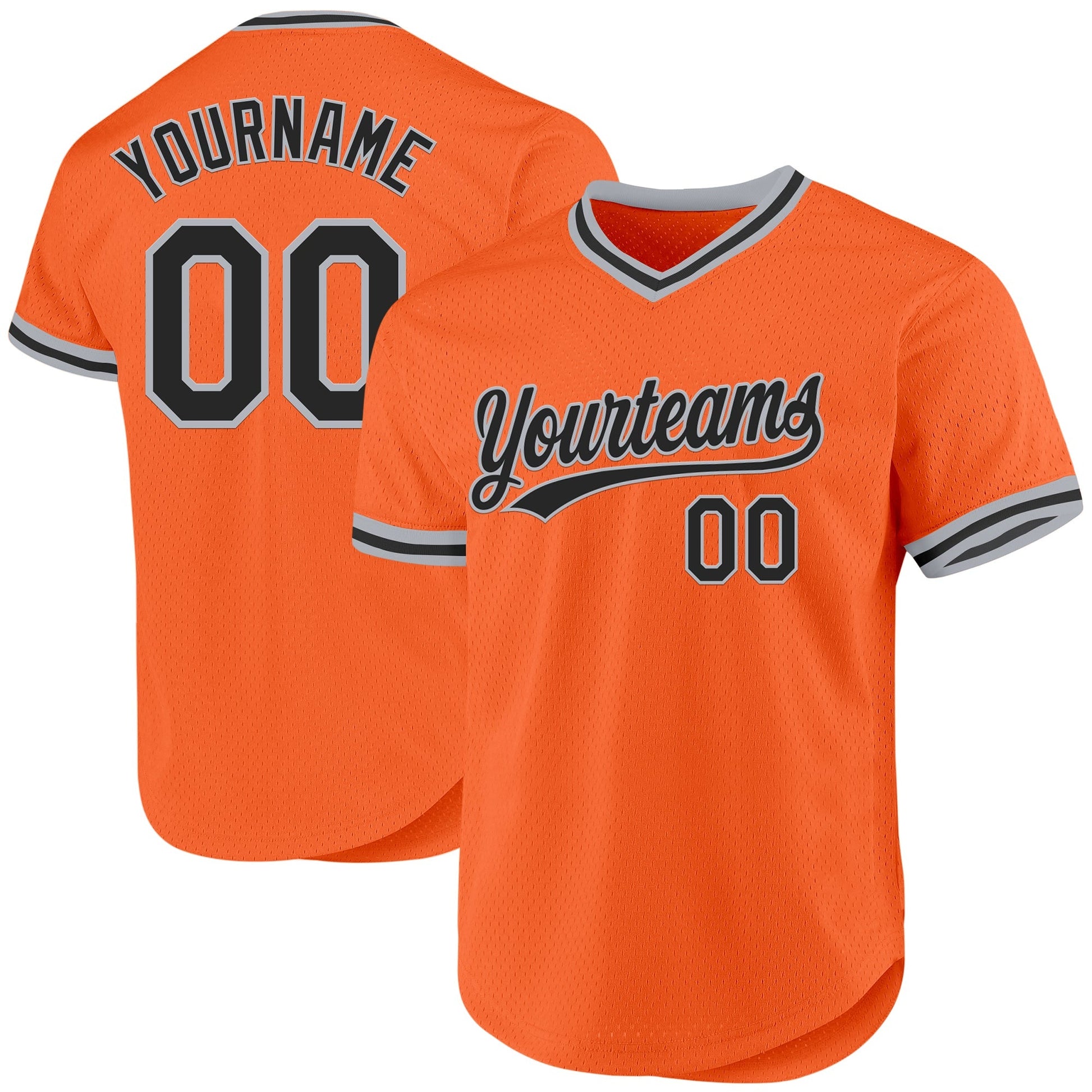 Custom Orange Black-Gray Authentic Throwback Baseball Jersey baseball jersey product view 1