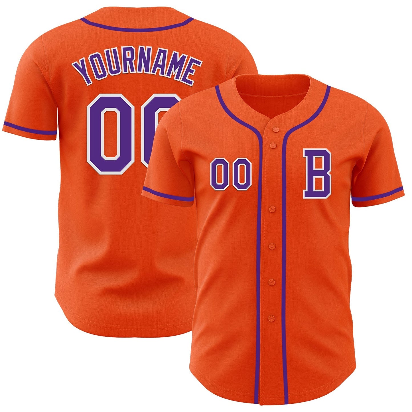Custom Orange Purple-White Authentic Baseball Jersey baseball jersey product view 1