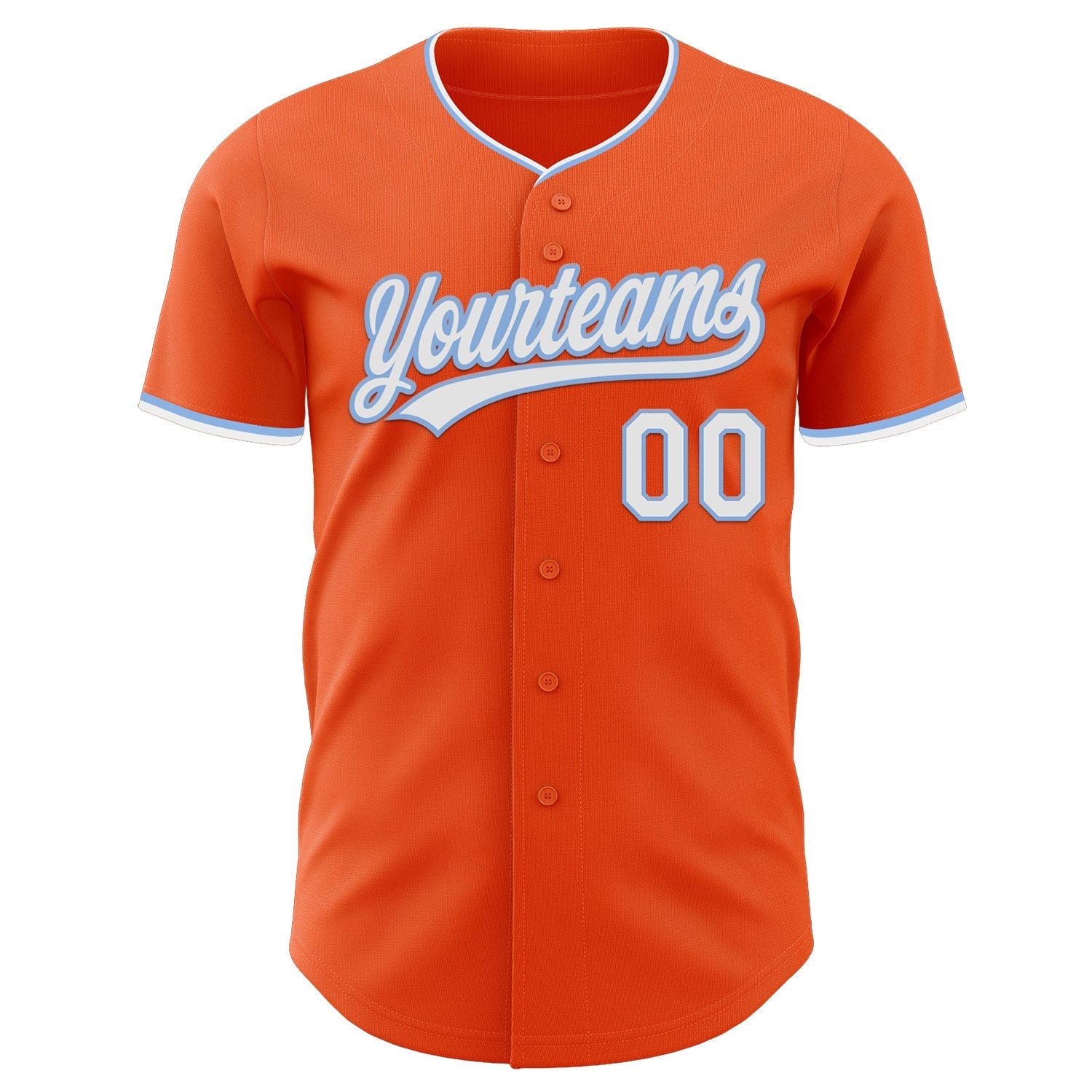 Custom Orange White-Light Blue Authentic Baseball Jersey baseball jersey product view 2