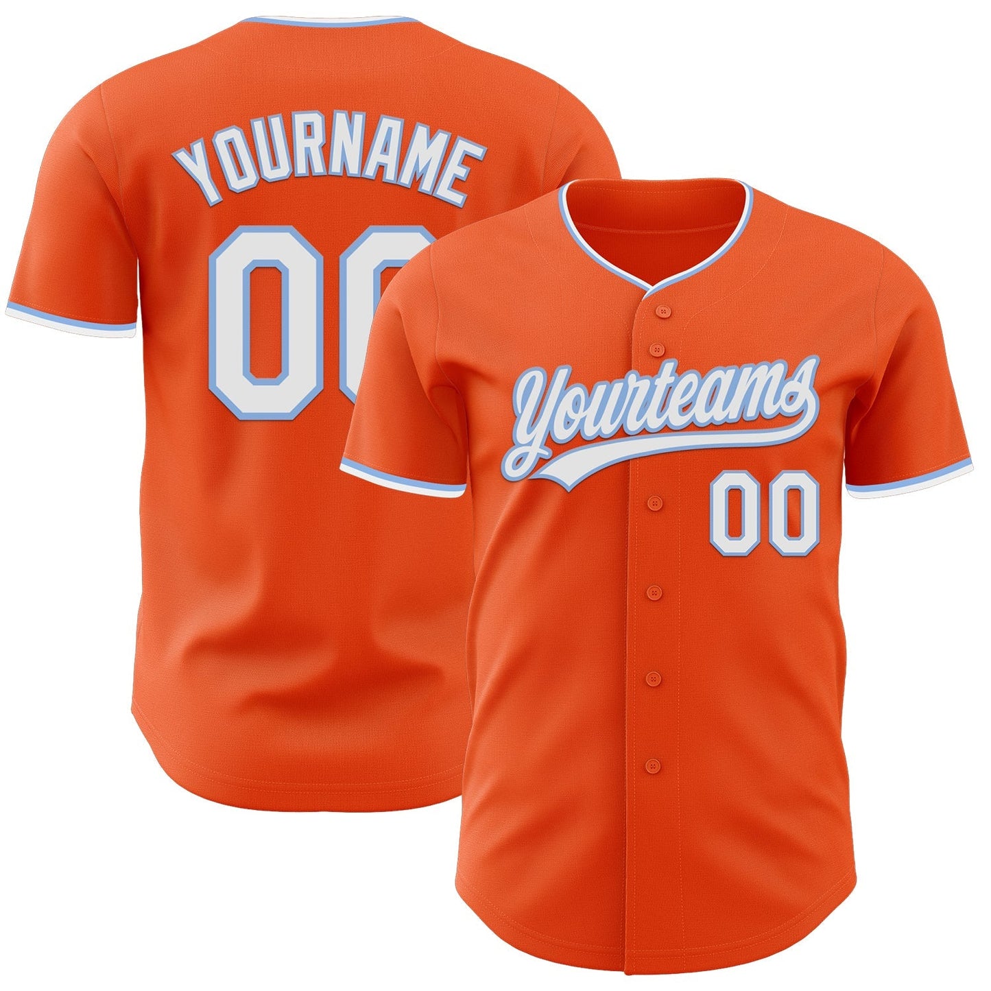 Custom Orange White-Light Blue Authentic Baseball Jersey baseball jersey product view 1