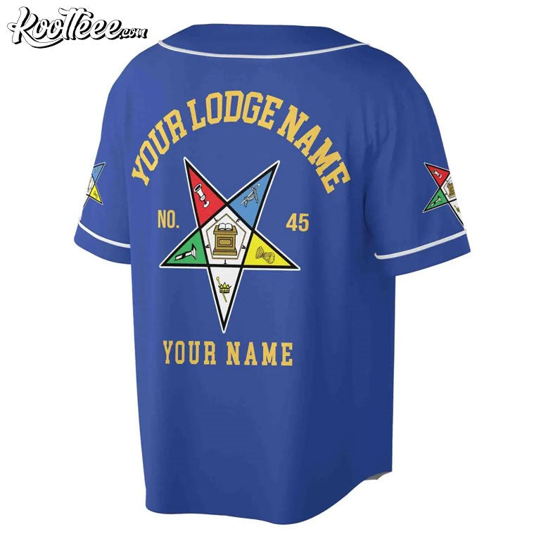 Order of the Eastern Star OES Pentagon Custom Name Baseball Jersey baseball jersey product view 3