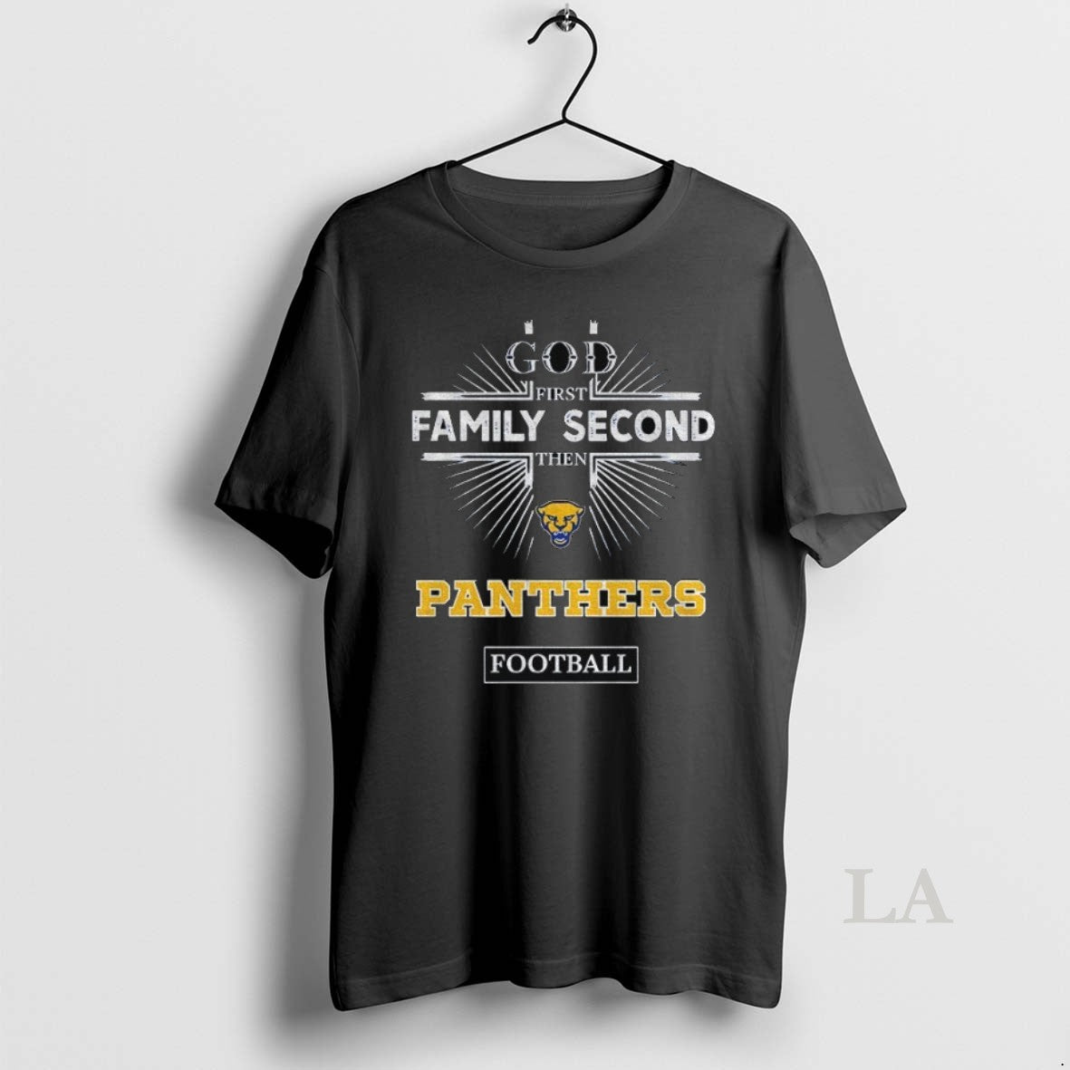 Original 3rxsxkbm God First Family Second Then Pittsburgh Panthers Football Unisex T-shirt, Sweatshirt, Hoodie, Long Sleeve Tee - T-Shirt, Sweatshirt, Hoodie