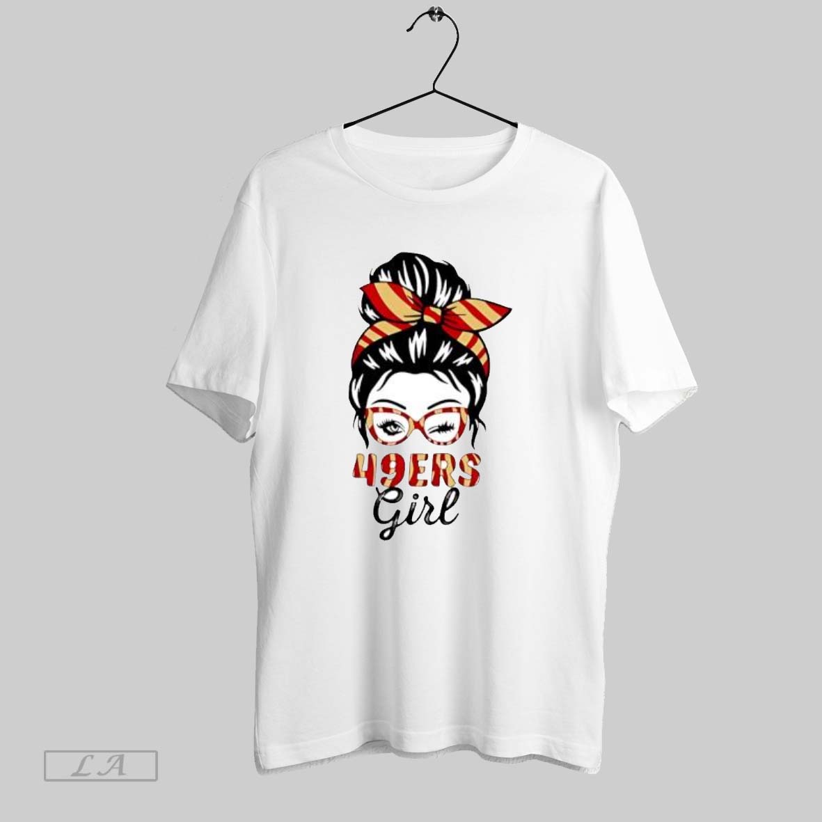 Original 49ers Girl Messy Bun Winking Eye San Francisco Football Fan Unisex T-shirt, Sweatshirt, Hoodie, Long Sleeve Tee - T-Shirt, Sweatshirt, Hoodie