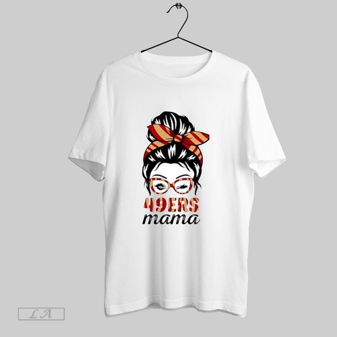Original 49ers Mama Messy Bun Winking Eye San Francisco Football Fan Unisex T-shirt, Sweatshirt, Hoodie, Long Sleeve Tee - T-Shirt, Sweatshirt, Hoodie