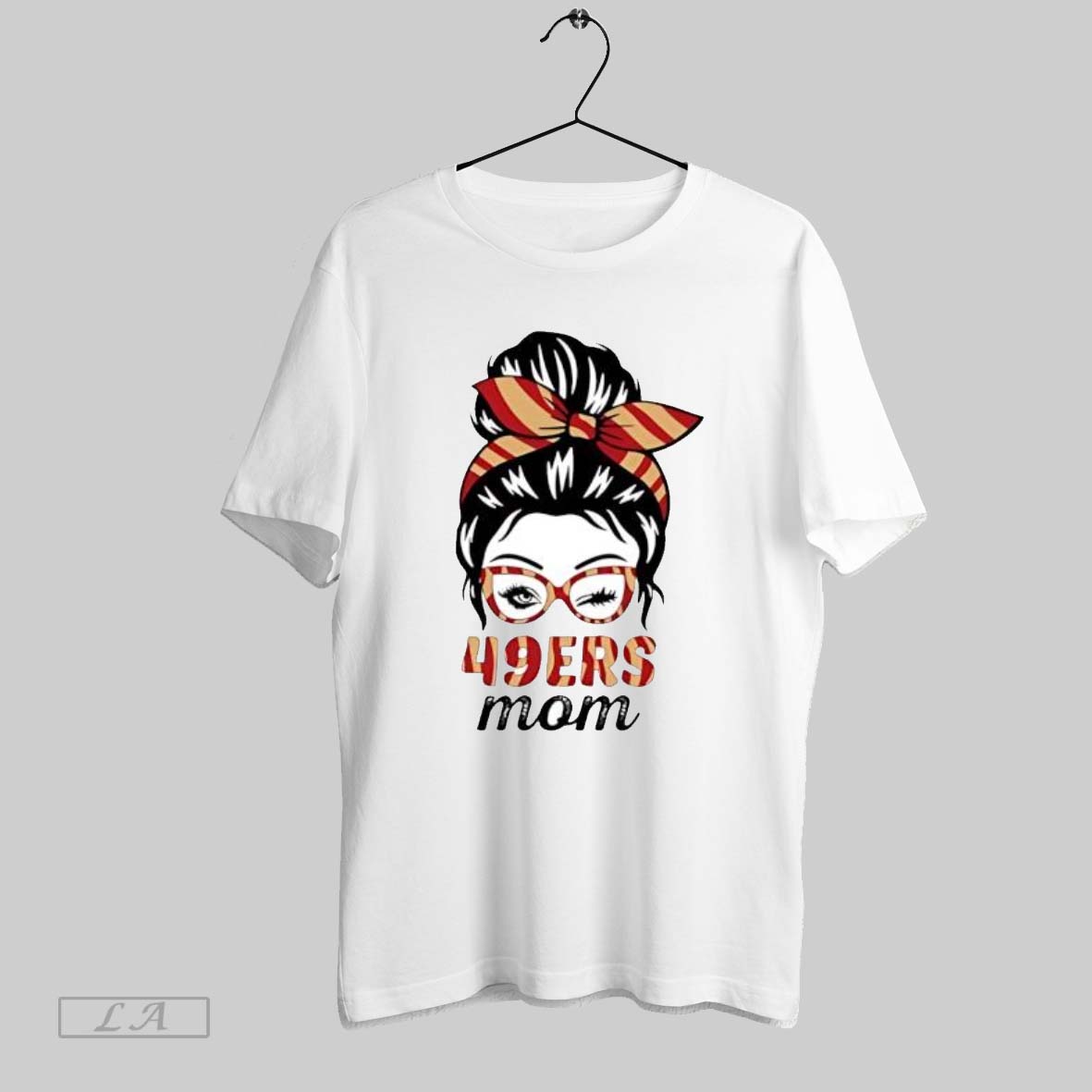 Original 49ers Mom Messy Bun Winking Eye San Francisco Football Fan Unisex T-shirt, Sweatshirt, Hoodie, Long Sleeve Tee - T-Shirt, Sweatshirt, Hoodie
