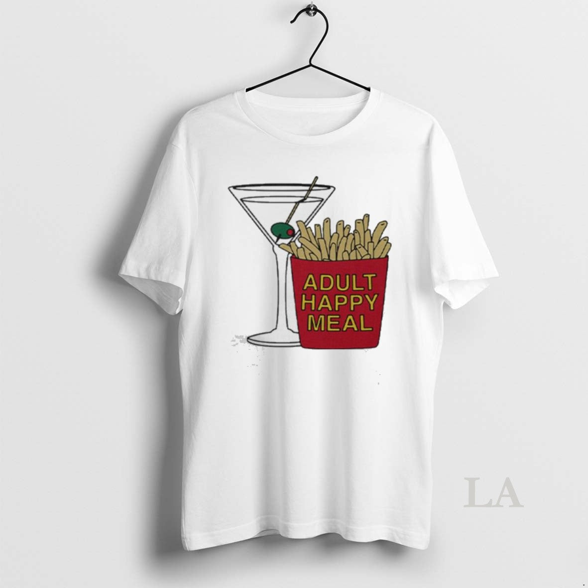 Original Adult Happy Meal Martini And Fries Unisex T-shirt, Sweatshirt, Hoodie, Long Sleeve Tee - T-Shirt, Sweatshirt, Hoodie