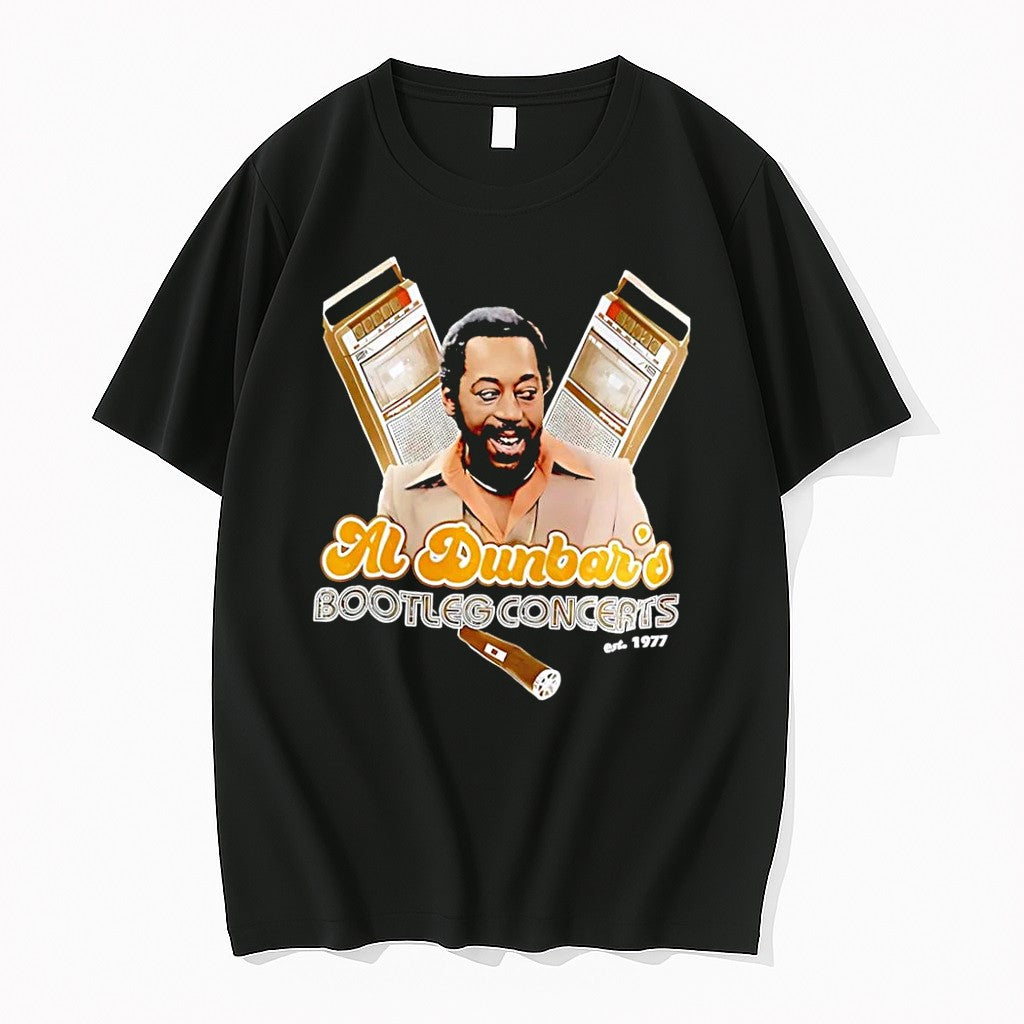 Original Al Dunbars Bootleg Concerts Est 1977 Black - Adult & Kids T-Shirts, Sweatshirts & Hoodies apparel design preview 1