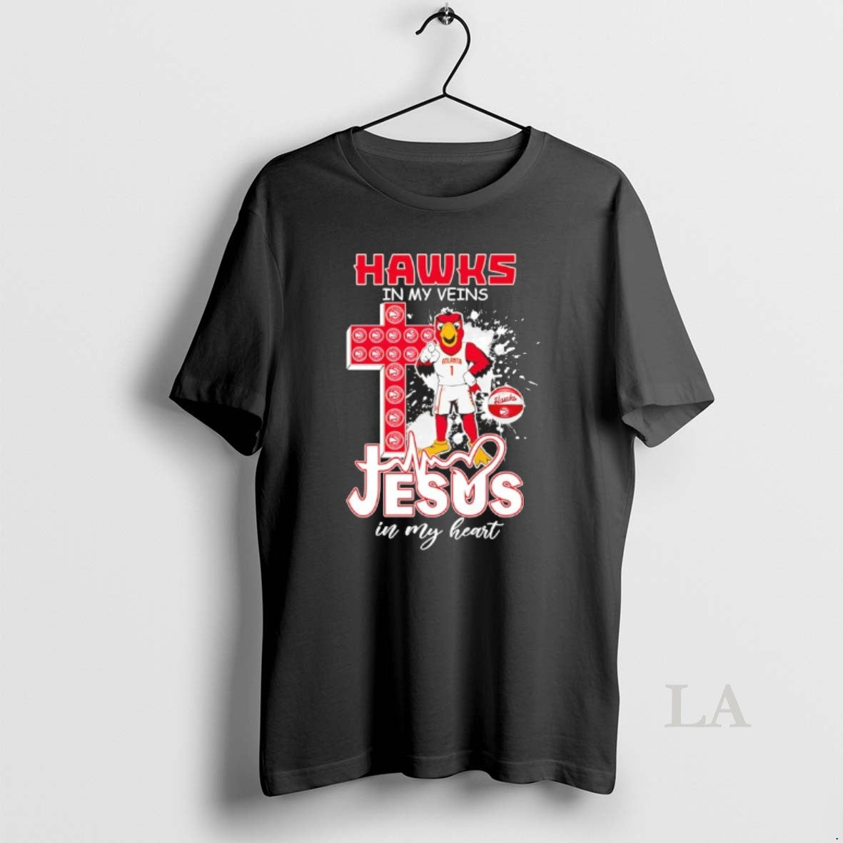 Original Atlanta Hawks In My Veins Jesus In My Heart Mascot - T-Shirt, Sweatshirt, Hoodie