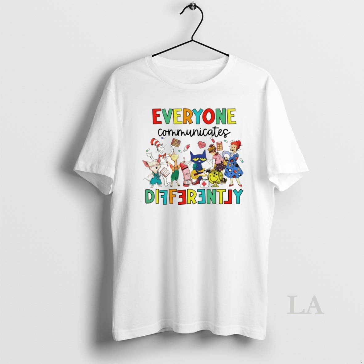 Original Autism Awareness Everyone Communicates Differently Cartoon Unisex T-shirt, Sweatshirt, Hoodie, Long Sleeve Tee - T-Shirt, Sweatshirt, Hoodie