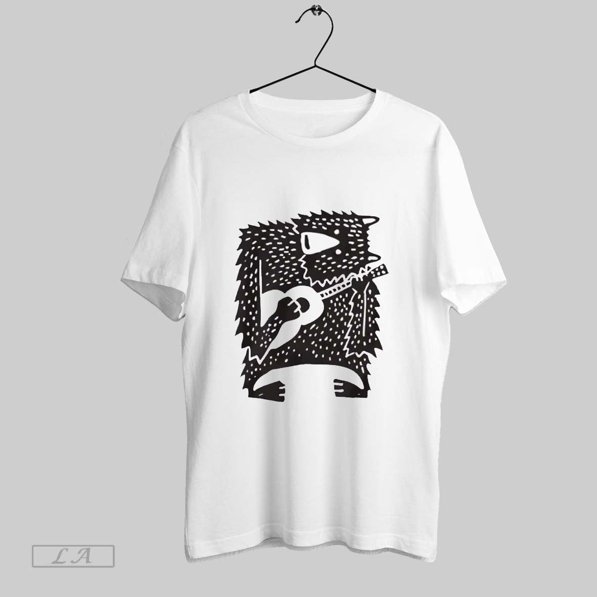 Original Bear Playing Guitar Woodcut Style Unisex T-shirt, Sweatshirt, Hoodie, Long Sleeve Tee - T-Shirt, Sweatshirt, Hoodie