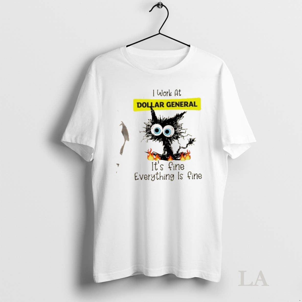 Original Black Cat I Work At Dollar General Its Fine Everything Is Fine - T-Shirt, Sweatshirt, Hoodie