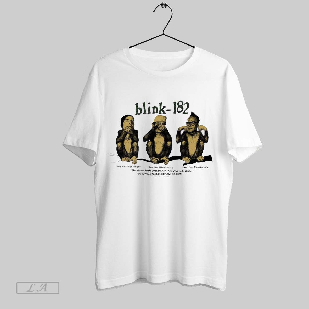 Original Blink 182 The Native Blinks Prepare For Their 2025 Us Tour Say No Missionary Unisex T-shirt, Sweatshirt, Hoodie, Long Sleeve Tee - T-Shirt, Sweatshirt, Hoodie
