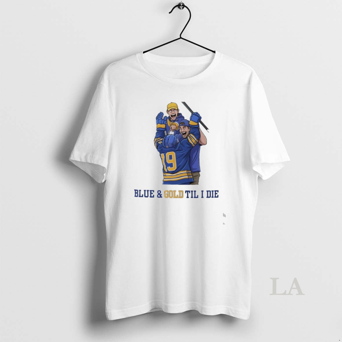 Original Buffalo Sabres 2 Goalies 1 Mic Blue Gold Til I Die Unisex T-shirt, Sweatshirt, Hoodie, Long Sleeve Tee - T-Shirt, Sweatshirt, Hoodie