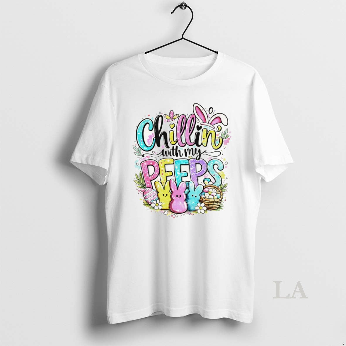 Original Bunny Chillin With My Peeps Easter Day Unisex T-shirt, Sweatshirt, Hoodie, Long Sleeve Tee - T-Shirt, Sweatshirt, Hoodie