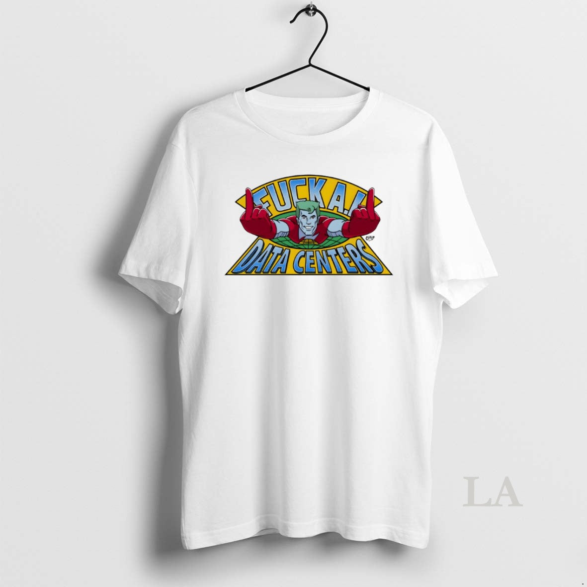 Original Captain Planet Middle Finger Fuck Ai Data Centers Unisex T-shirt, Sweatshirt, Hoodie, Long Sleeve Tee - T-Shirt, Sweatshirt, Hoodie