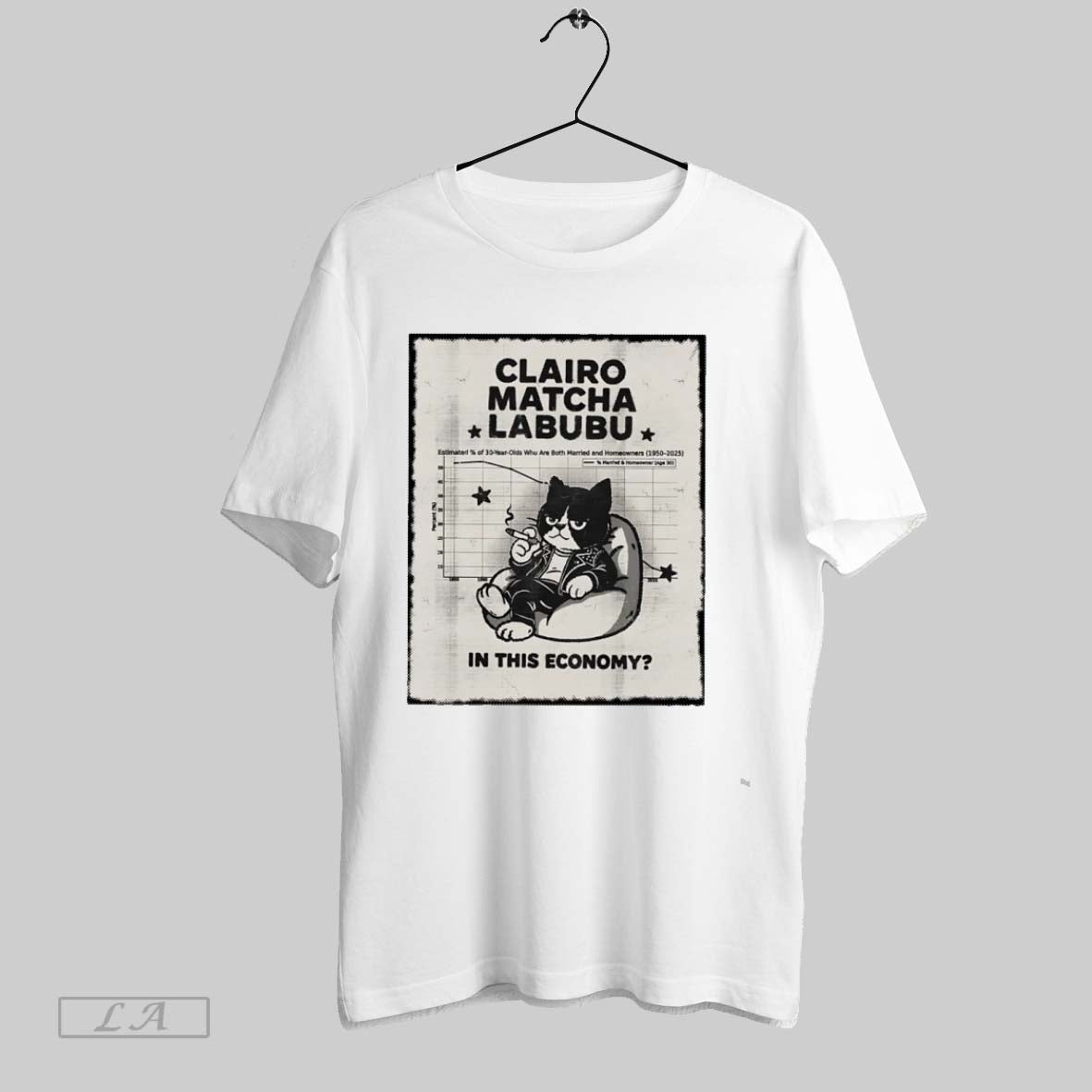 Original Cat Smoking Clairo Matcha Labubu In This Economy Unisex T-shirt, Sweatshirt, Hoodie, Long Sleeve Tee - T-Shirt, Sweatshirt, Hoodie