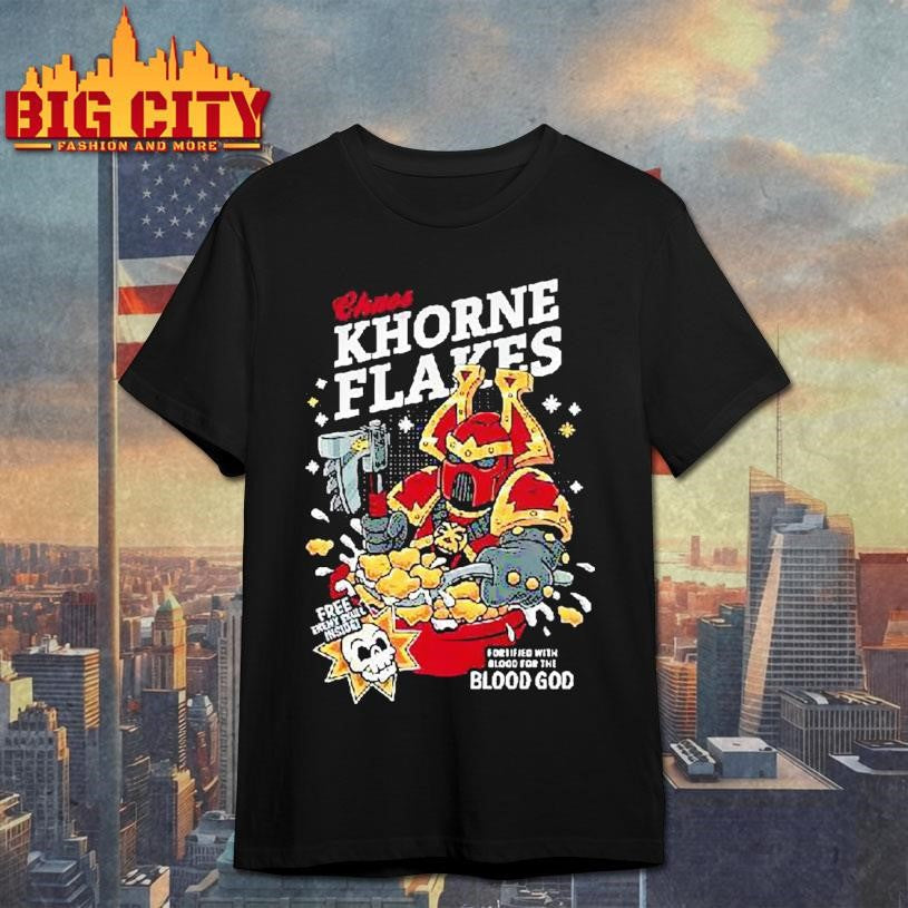 Original Chaos Khorne Flakes Fortified With Blood For The Blood God Shirt Unisex T-shirt, Sweatshirt, Hoodie, Long Sleeve Tee - T-Shirt, Sweatshirt, Hoodie