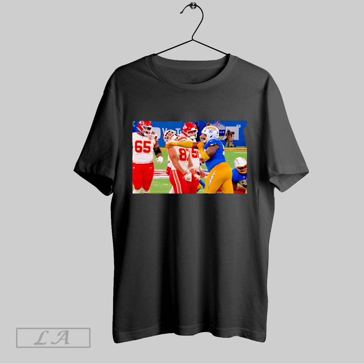 Original Chargers Player Slapped Travis Kelce In The Face Unisex T-shirt, Sweatshirt, Hoodie, Long Sleeve Tee - T-Shirt, Sweatshirt, Hoodie