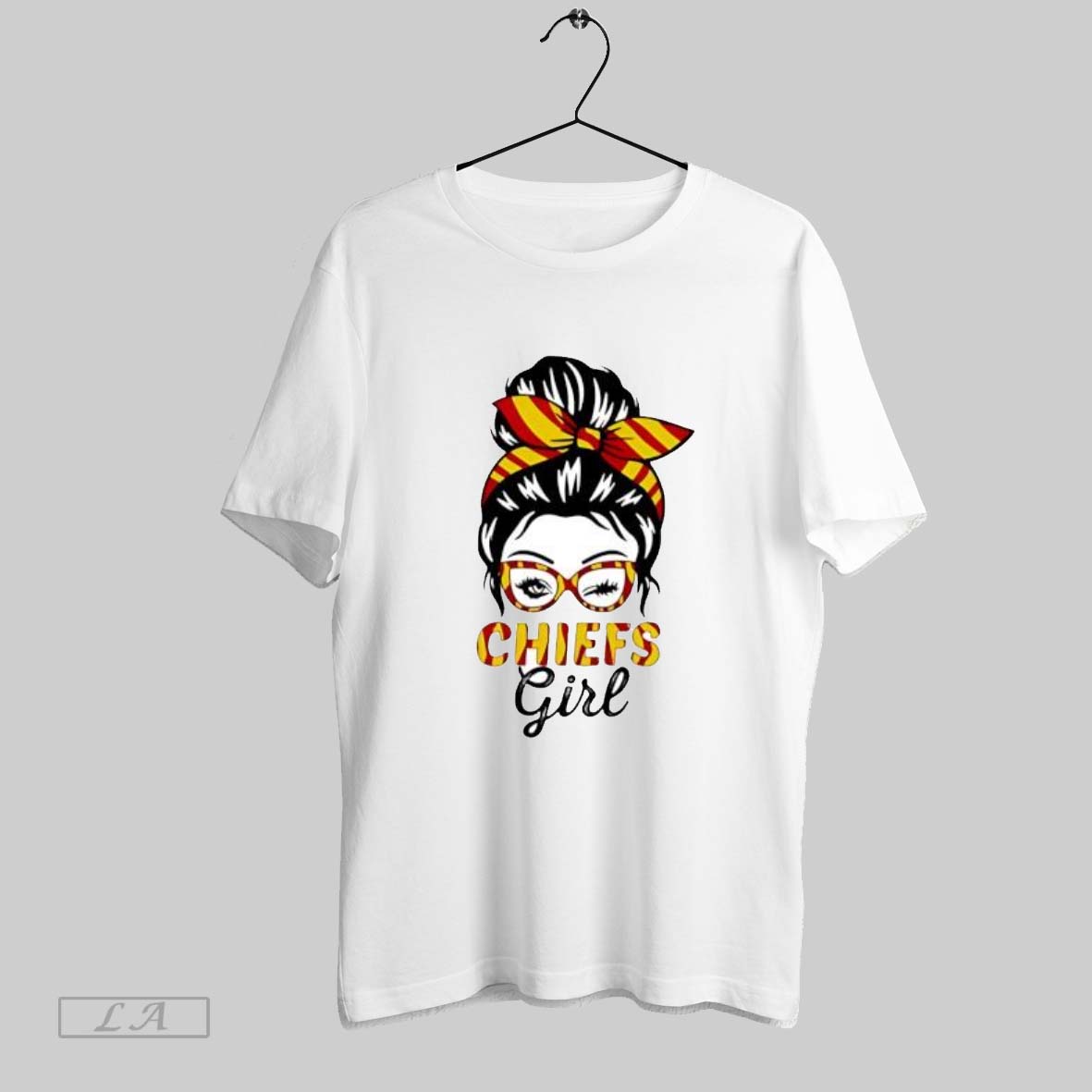 Original Chiefs Girl Winking Eye Messy Bun Leopard Print Football Unisex T-shirt, Sweatshirt, Hoodie, Long Sleeve Tee - T-Shirt, Sweatshirt, Hoodie