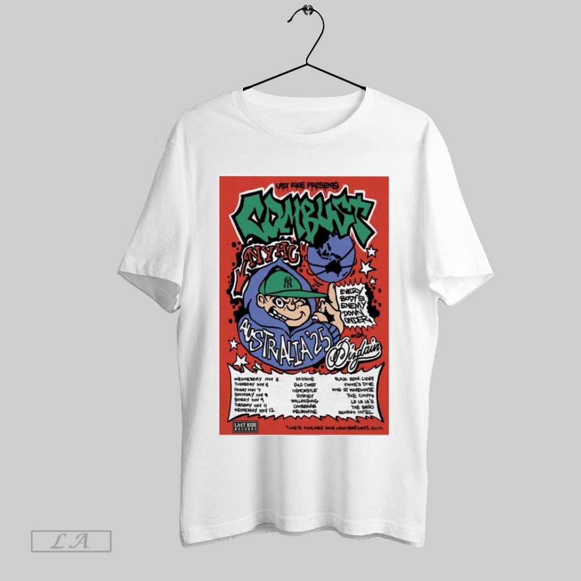 Original Combust Nyhc Every Bodys Down Under 2025 Tour Dates Australia Unisex T-shirt, Sweatshirt, Hoodie, Long Sleeve Tee - T-Shirt, Sweatshirt, Hoodie