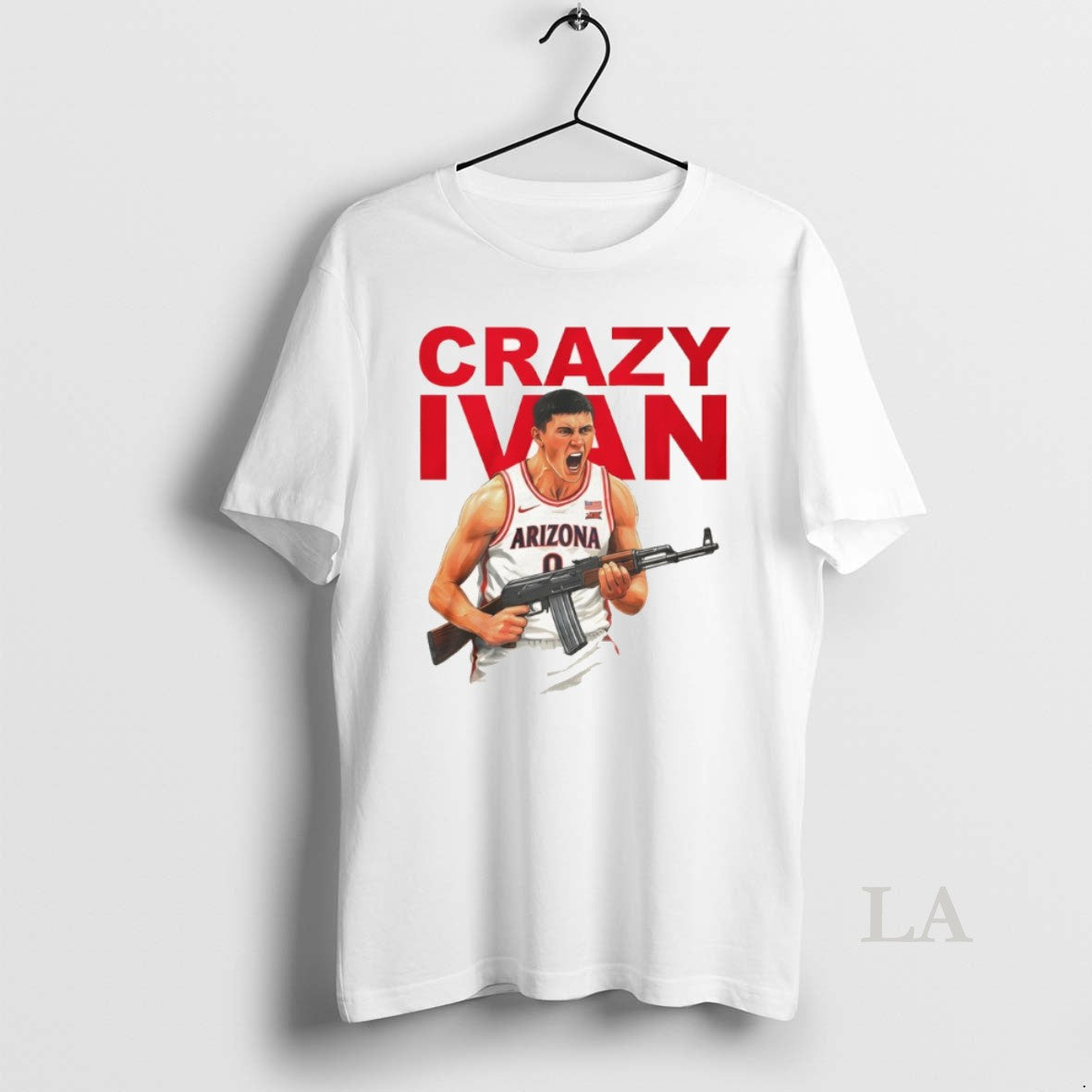 Original Crazy Ivan Kharchenkov Holding Gun Arizona Wildcats Basketball 2026 Unisex T-shirt, Sweatshirt, Hoodie, Long Sleeve Tee - T-Shirt, Sweatshirt, Hoodie