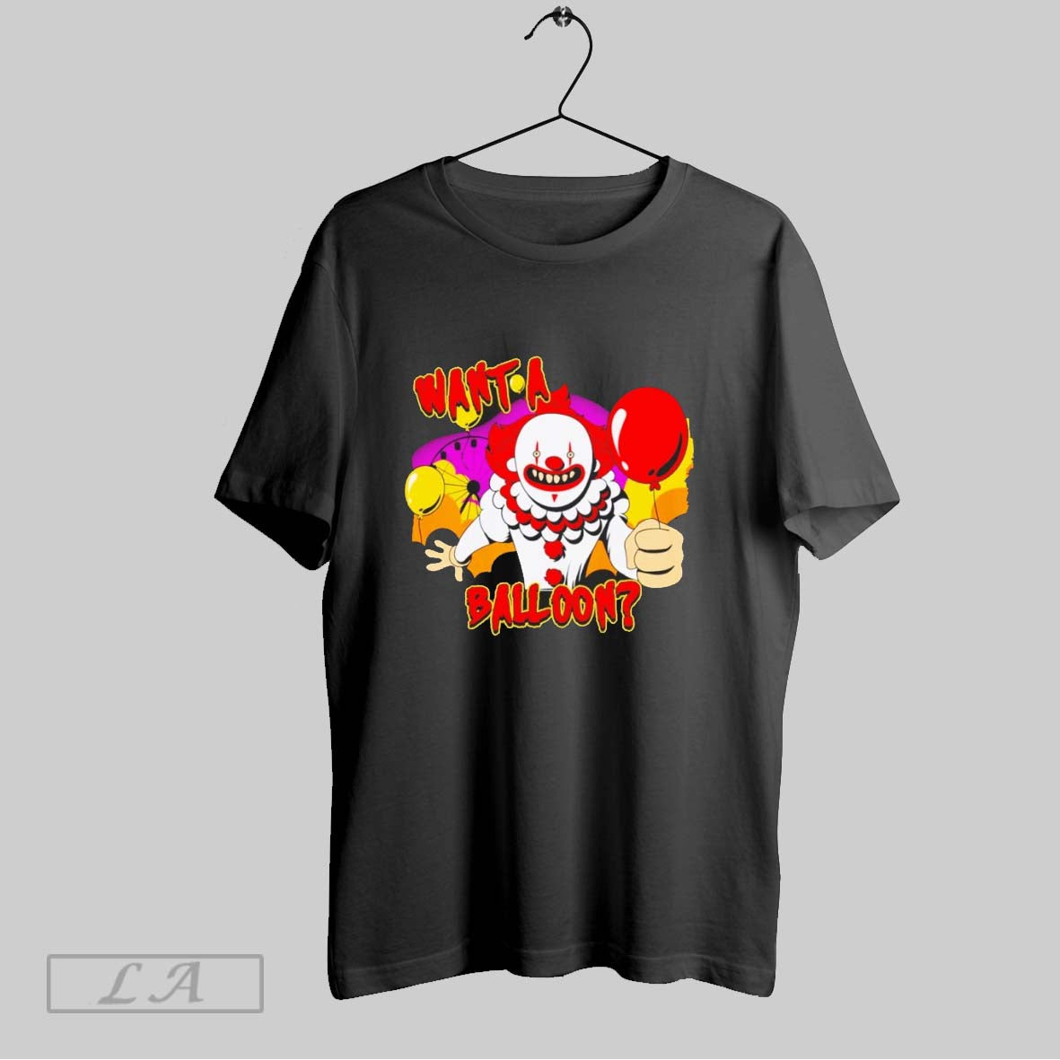 Original Creepy It Clown Want A Balloon Unisex T-shirt, Sweatshirt, Hoodie, Long Sleeve Tee - T-Shirt, Sweatshirt, Hoodie