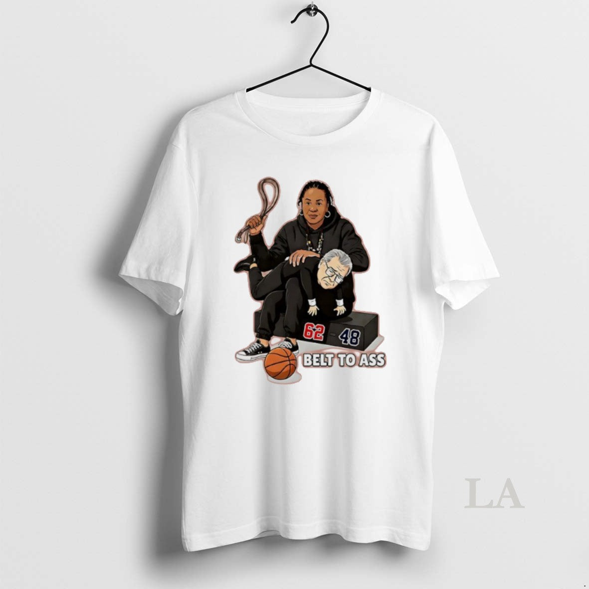 Original Dawn Staley Belt To Ass Geno Auriemma South Carolina 62 48 Uconn Unisex T-shirt, Sweatshirt, Hoodie, Long Sleeve Tee - T-Shirt, Sweatshirt, Hoodie