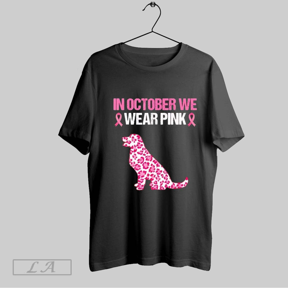 Original Dog In October We Wear Pink Breast Cancer Ladies Unisex T-shirt, Sweatshirt, Hoodie, Long Sleeve Tee - T-Shirt, Sweatshirt, Hoodie