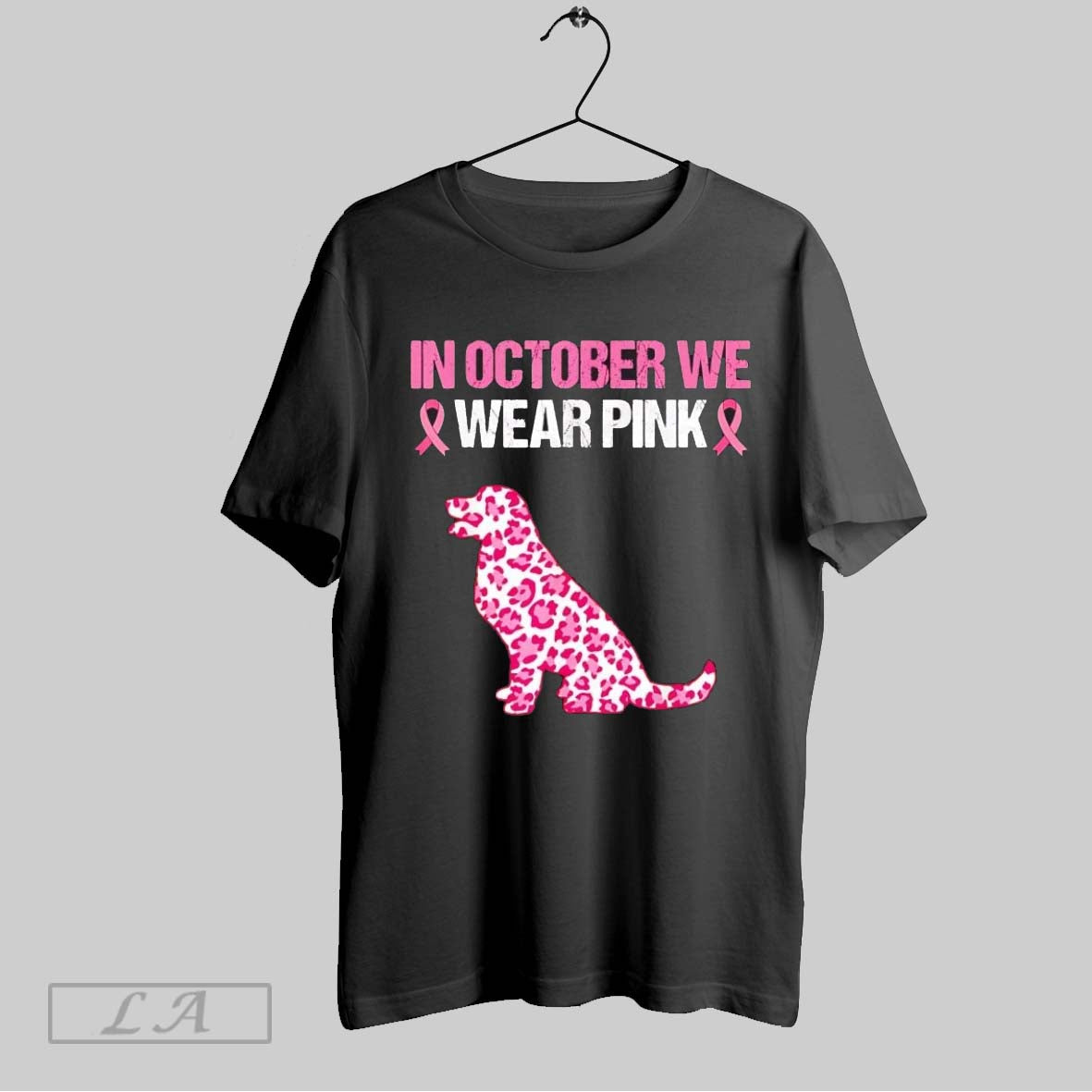 Original Dog In October We Wear Pink Breast Cancer Shirt Unisex T-shirt, Sweatshirt, Hoodie, Long Sleeve Tee - T-Shirt, Sweatshirt, Hoodie