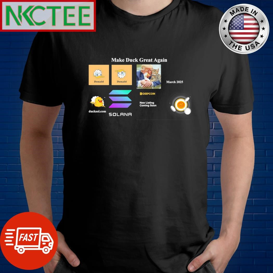 Original Donald Trump and Donald Duck and Deepcoin new listing duck coin and Solana shirt Unisex T-shirt, Sweatshirt, Hoodie, Long Sleeve Tee - T-Shirt, Sweatshirt, Hoodie