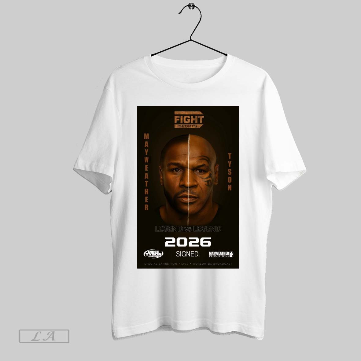 Original Fight Sports Legend Vs Legend 2025 Signed Mayweather Tyson Poster Unisex T-shirt, Sweatshirt, Hoodie, Long Sleeve Tee - T-Shirt, Sweatshirt, Hoodie