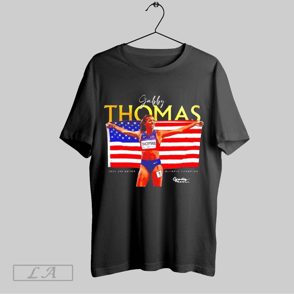 Original Gabby Thomas Olympics Gold Medalist Us Flag Ladies Unisex T-shirt, Sweatshirt, Hoodie, Long Sleeve Tee - T-Shirt, Sweatshirt, Hoodie