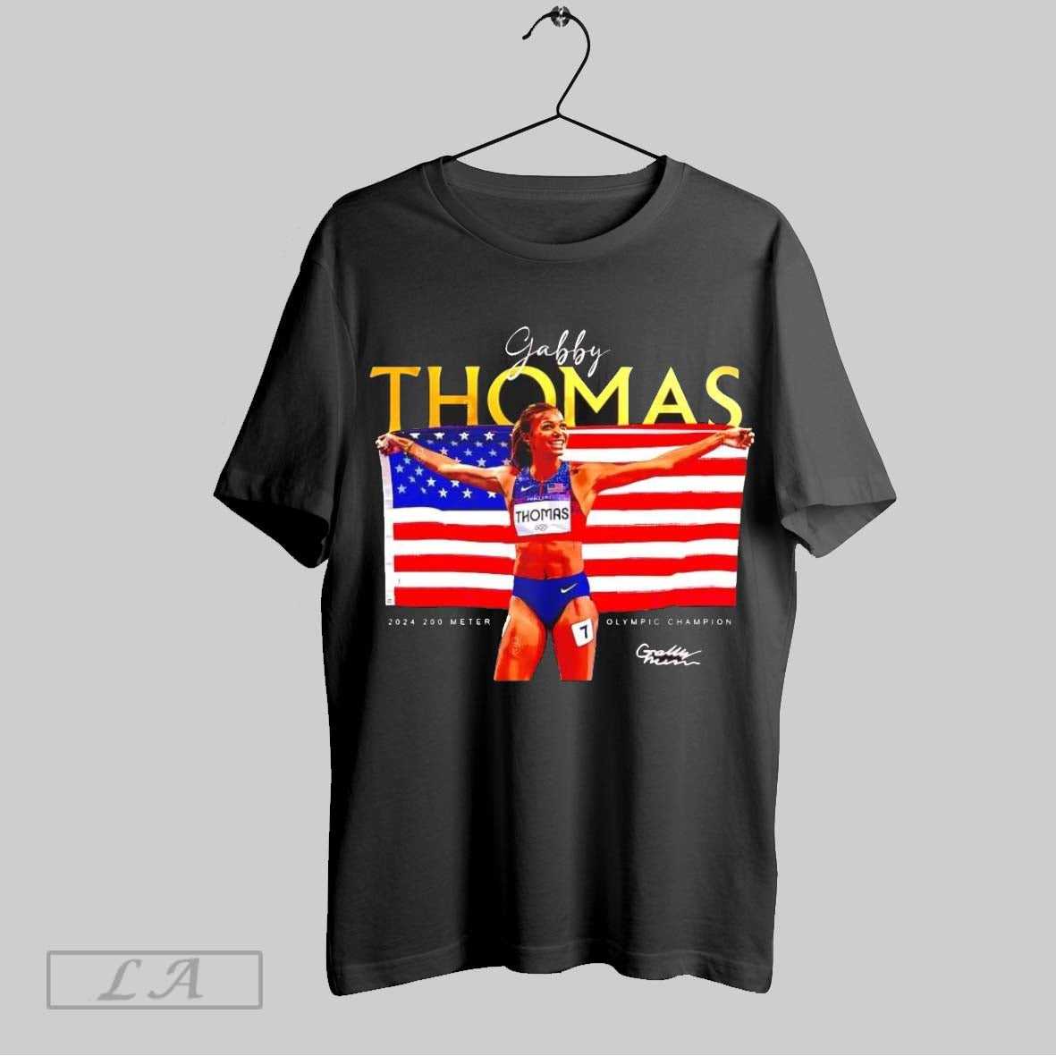 Original Gabby Thomas Olympics Gold Medalist Us Flag Shirt Unisex T-shirt, Sweatshirt, Hoodie, Long Sleeve Tee - T-Shirt, Sweatshirt, Hoodie