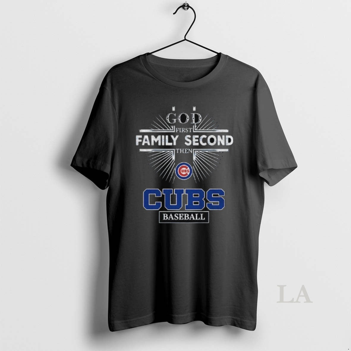 Original God First Family Second Then Chicago Cubs Baseball Unisex T-shirt, Sweatshirt, Hoodie, Long Sleeve Tee - T-Shirt, Sweatshirt, Hoodie