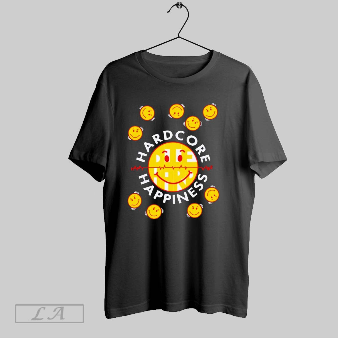 Original Hardcore Happiness 90s Retro Unisex T-shirt, Sweatshirt, Hoodie, Long Sleeve Tee - T-Shirt, Sweatshirt, Hoodie