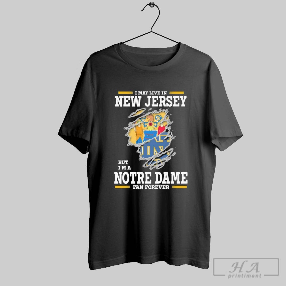 Original I May Live In New Jersey But Im A Notre Dame Fighting Irish Fan sports jersey product view 1