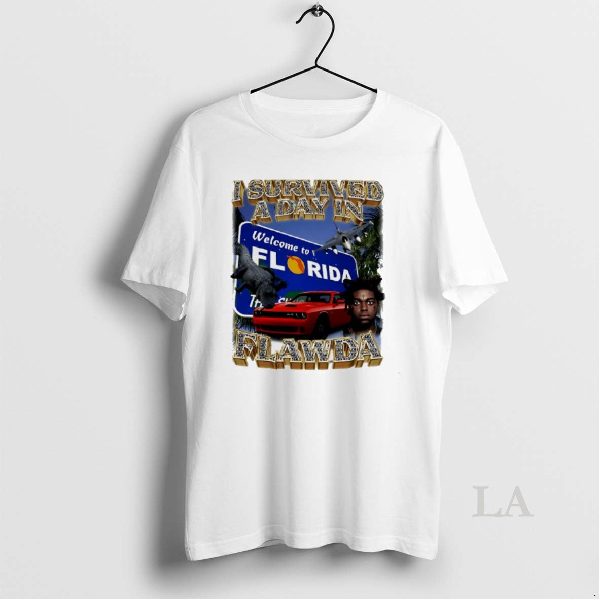 Original I Survived A Day In Flawda 90s Bootleg Unisex T-shirt, Sweatshirt, Hoodie, Long Sleeve Tee - T-Shirt, Sweatshirt, Hoodie