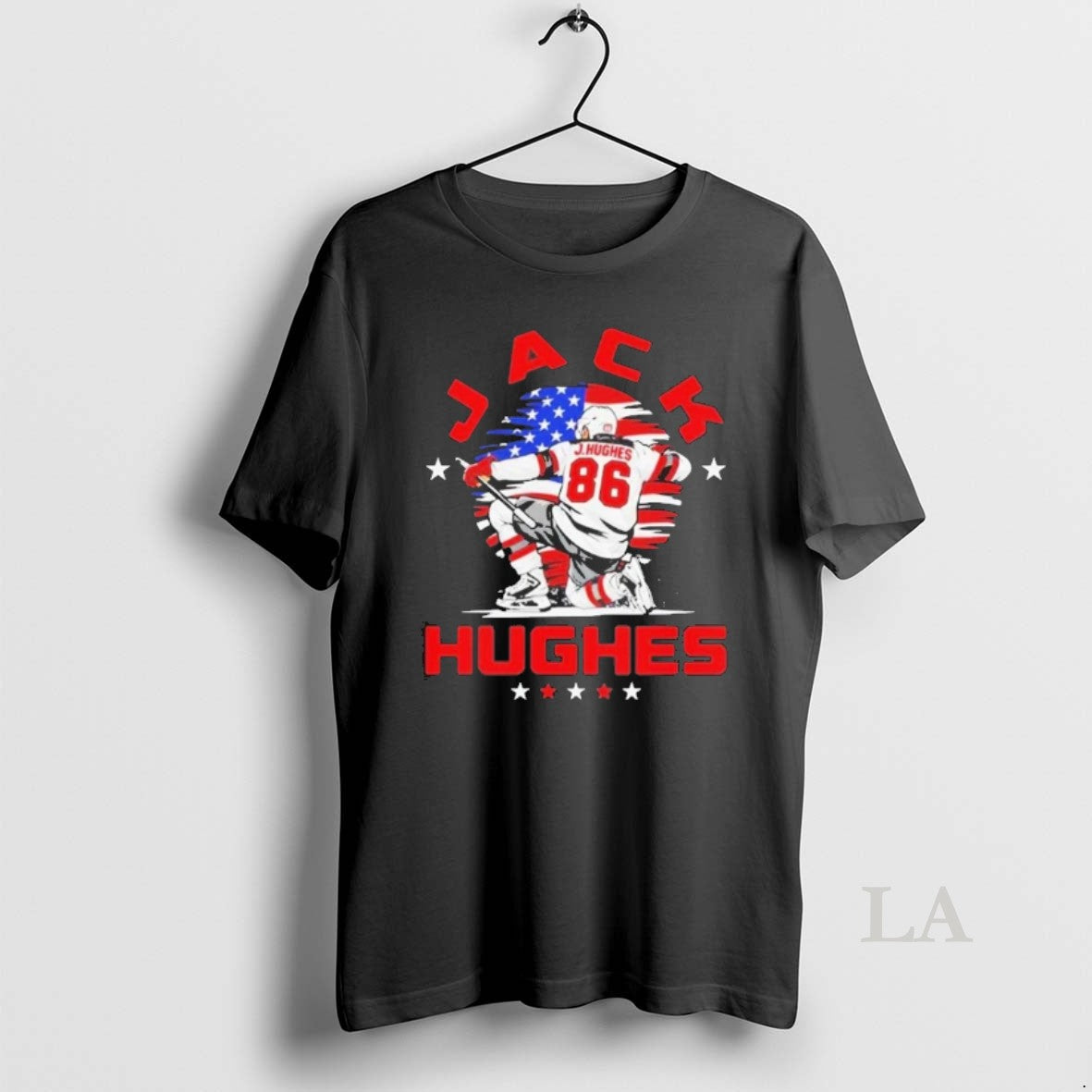 Original Jack Hughes New Jersey Devils Usa Flag Celebration hockey jersey product view 1