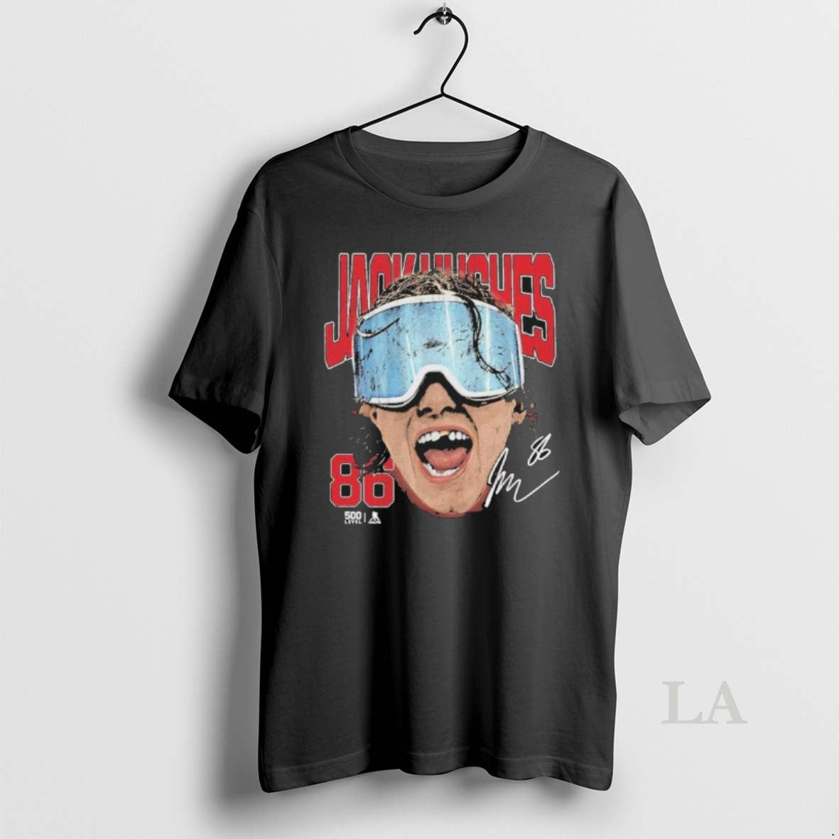 Original Jack Hughes New Jersey Goggles sports jersey product view 1
