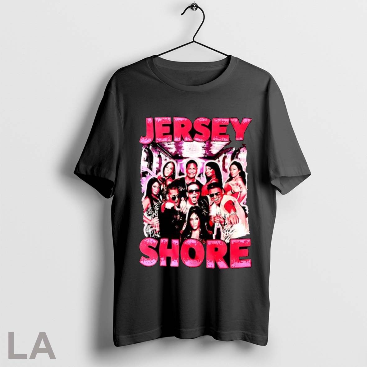 Original Jersey Shore Cast Group Photo With Pink Glitter Text sports jersey product view 1