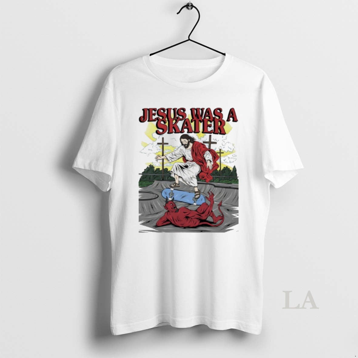 Original Jesus And Satan Devil Was A Skater Unisex T-shirt, Sweatshirt, Hoodie, Long Sleeve Tee - T-Shirt, Sweatshirt, Hoodie