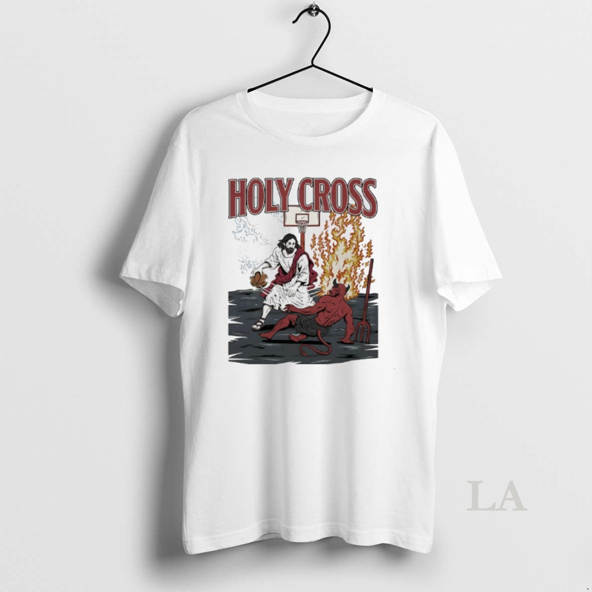 Original Jesus Vs Devil Holy Cross Basketball Unisex T-shirt, Sweatshirt, Hoodie, Long Sleeve Tee - T-Shirt, Sweatshirt, Hoodie