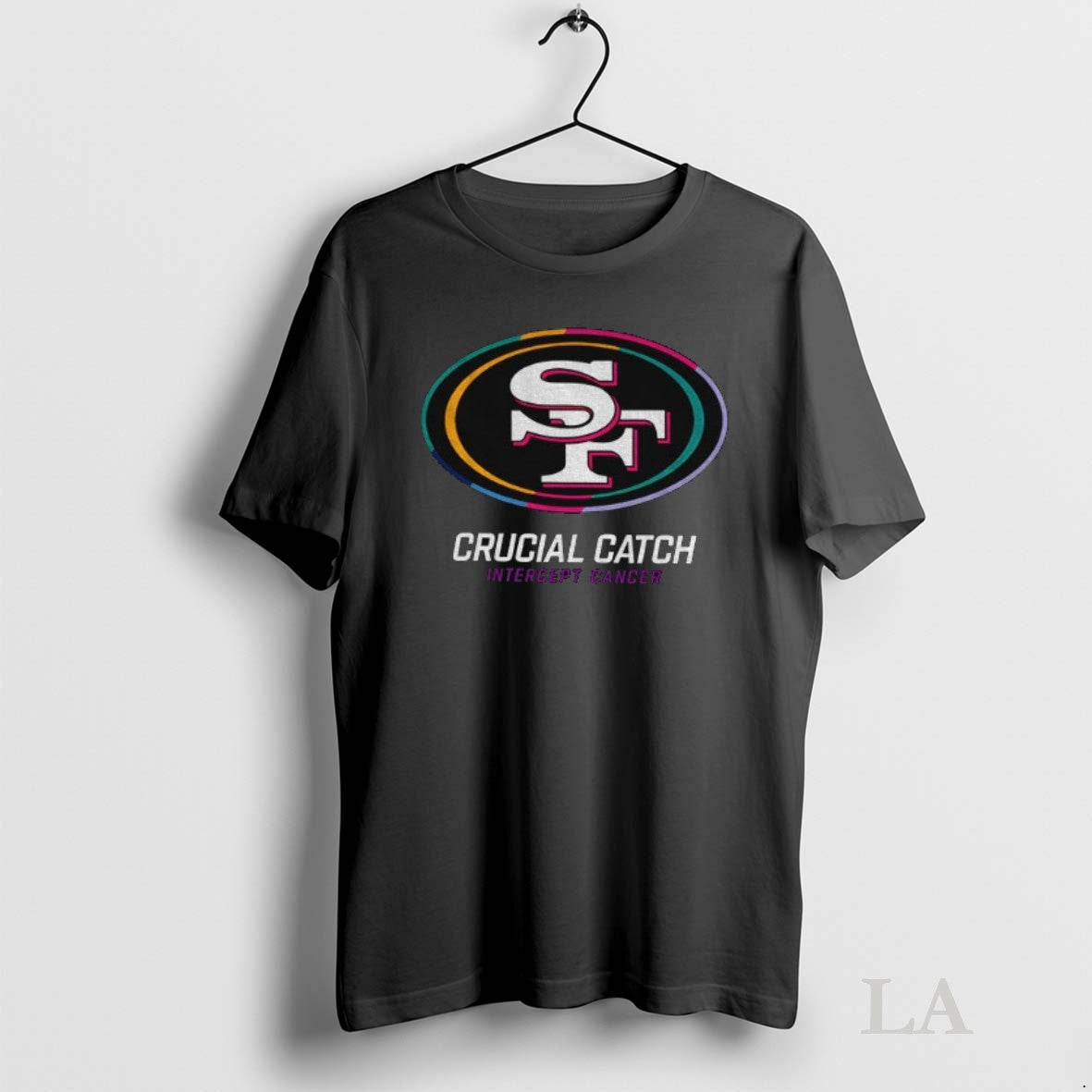 Original Kris Kocurek Wearing San Francisco Catch 49ers Intercept Cancer Logo Unisex T-shirt, Sweatshirt, Hoodie, Long Sleeve Tee - T-Shirt, Sweatshirt, Hoodie
