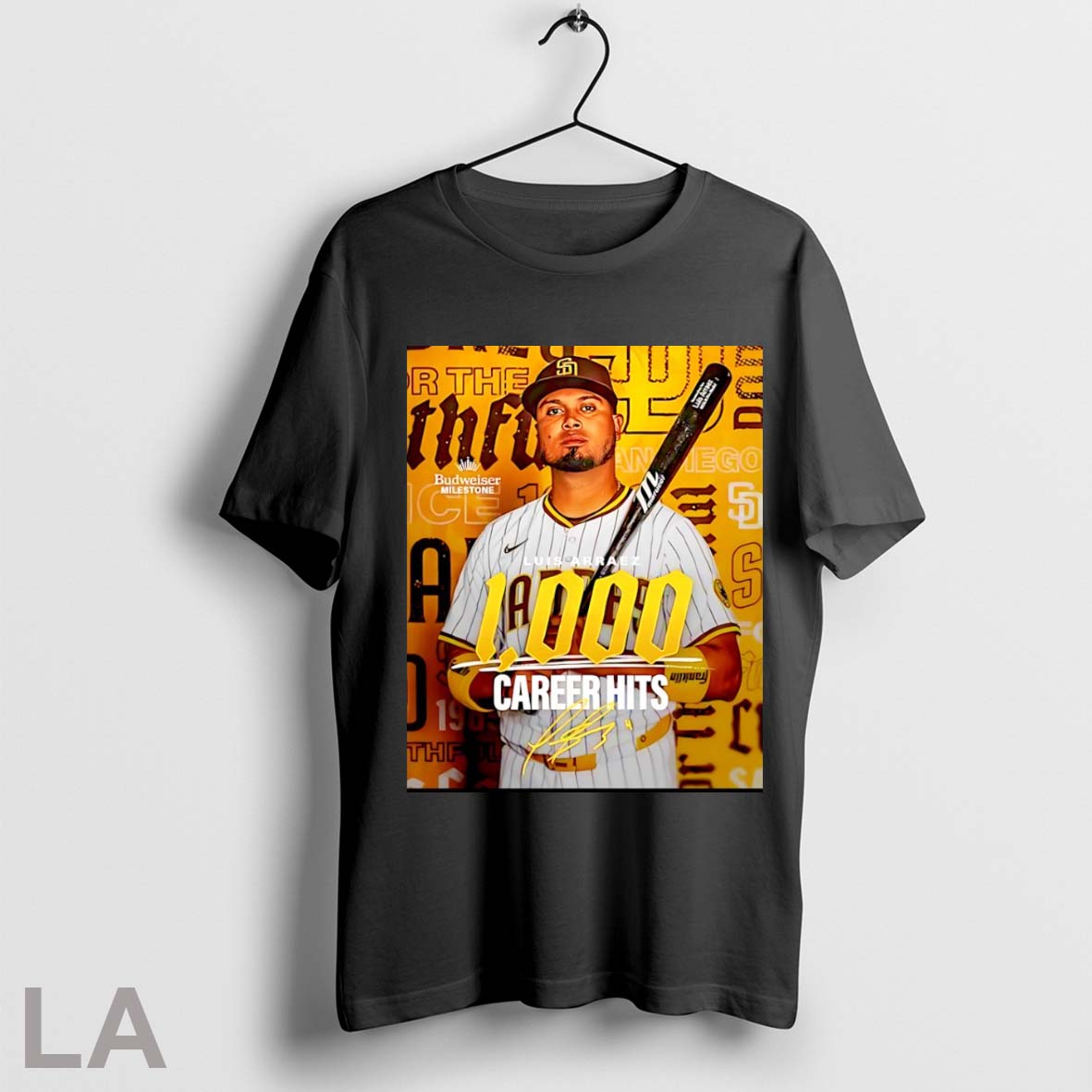 Original Luis Arraez San Diego Padres Mlb 1000 Career Hits Signature Poster Unisex T-shirt, Sweatshirt, Hoodie, Long Sleeve Tee - T-Shirt, Sweatshirt, Hoodie