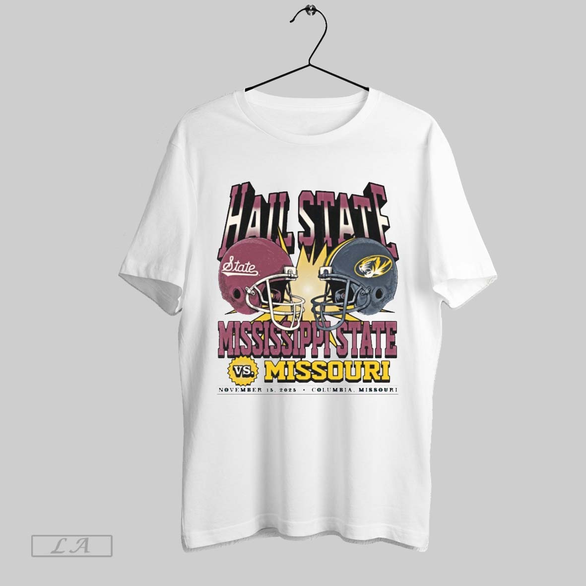 Original Mississippi State Bulldogs University Vs Missouri Tigers Hail State Game Day November 15 2025 - T-Shirt, Sweatshirt, Hoodie
