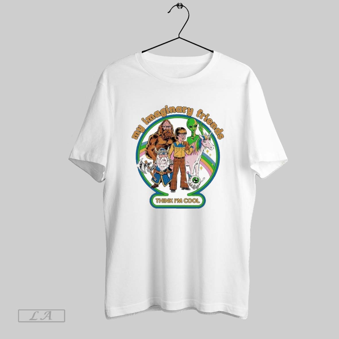 Original My Imaginary Friends Think Im Cool Bigfoot Alien Unicorn Unisex T-shirt, Sweatshirt, Hoodie, Long Sleeve Tee - T-Shirt, Sweatshirt, Hoodie