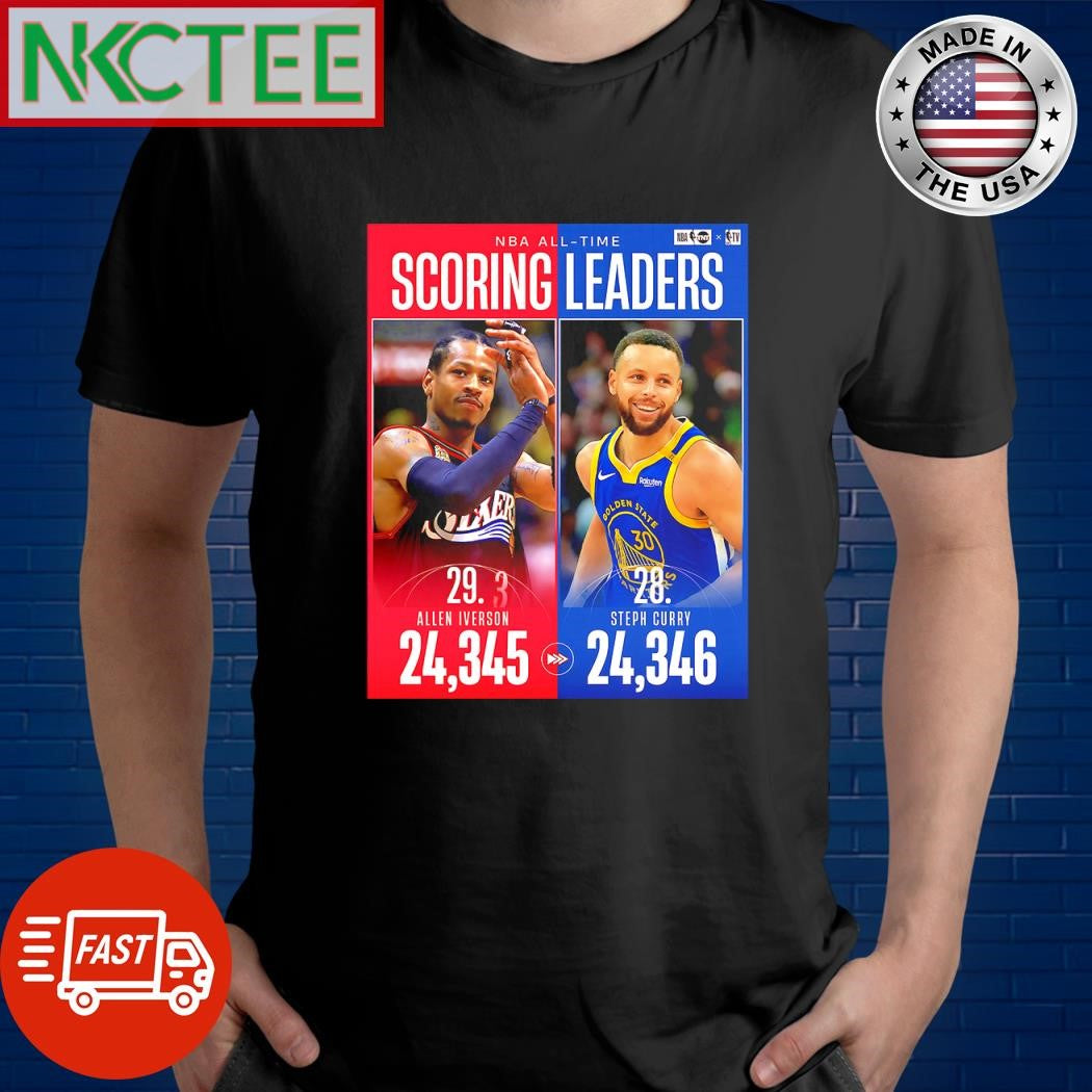 Original NBA All-time scoring leaders 29 Allen Iverson 24345 28 Steph Curry 24346 shirt Unisex T-shirt, Sweatshirt, Hoodie, Long Sleeve Tee - T-Shirt, Sweatshirt, Hoodie