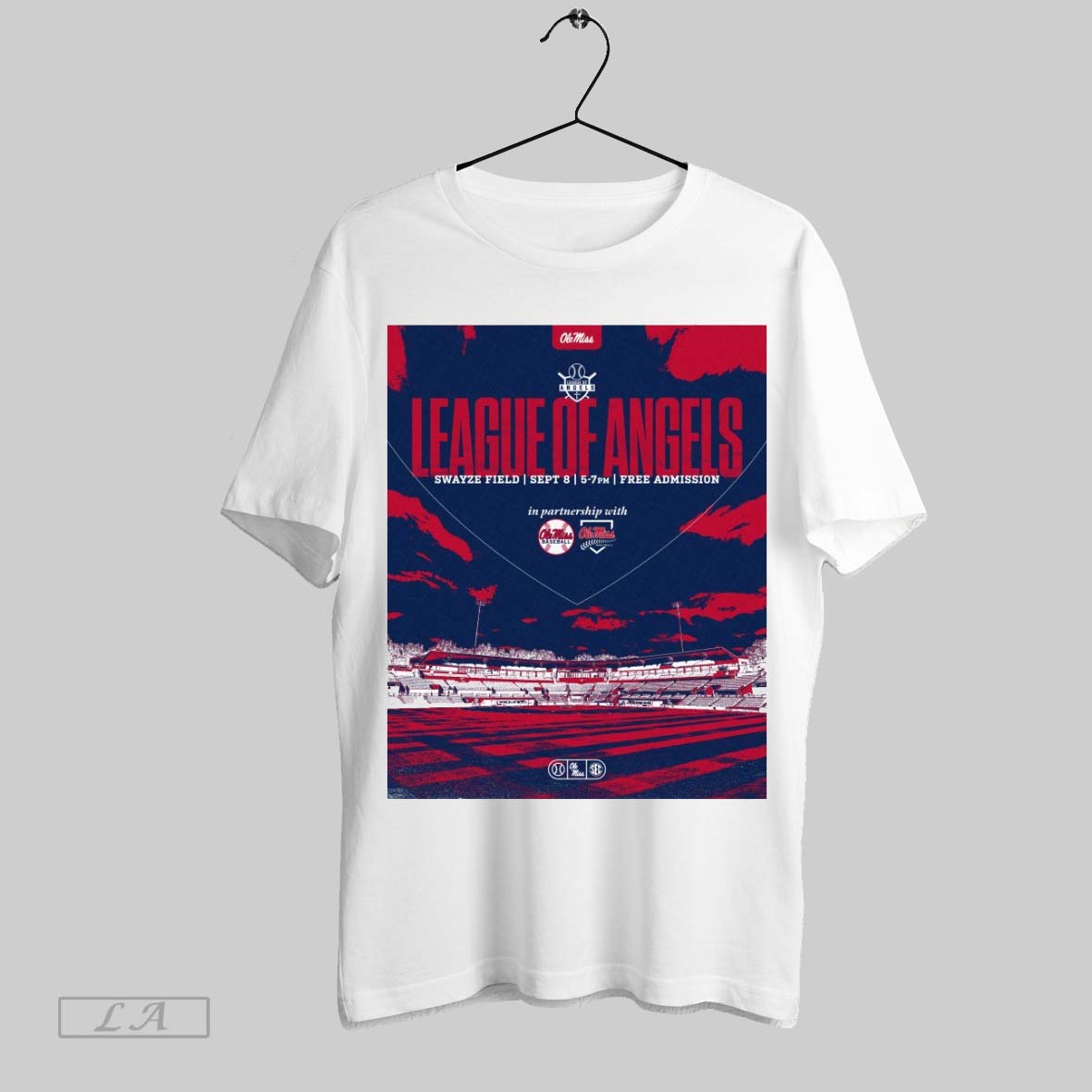 Original Ole Miss Baseball And Ole Miss Softball League Of Angels Swayze Field September Unisex T-shirt, Sweatshirt, Hoodie, Long Sleeve Tee - T-Shirt, Sweatshirt, Hoodie